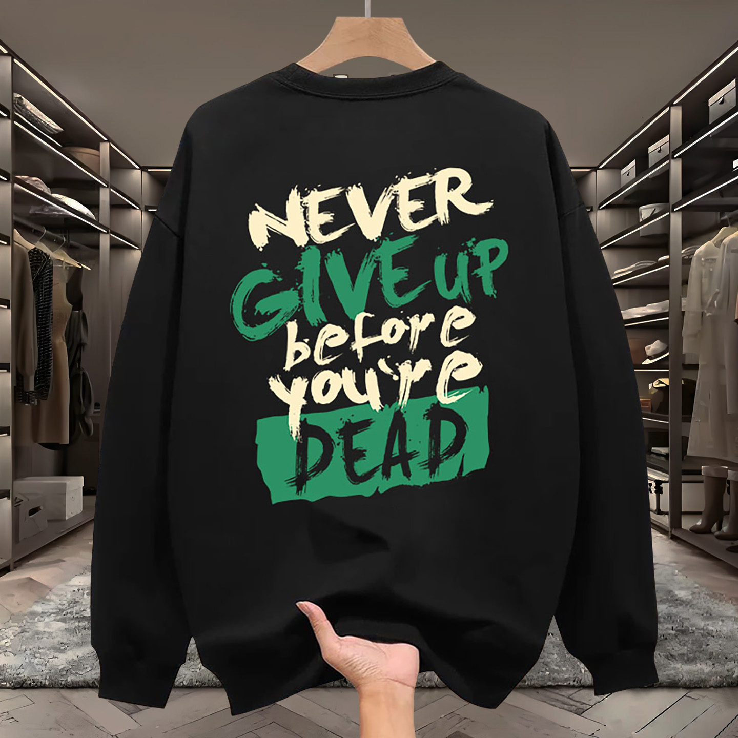 特大码300斤男春秋潮牌宽松百搭帅气圆领青年百搭长袖套头衫上衣