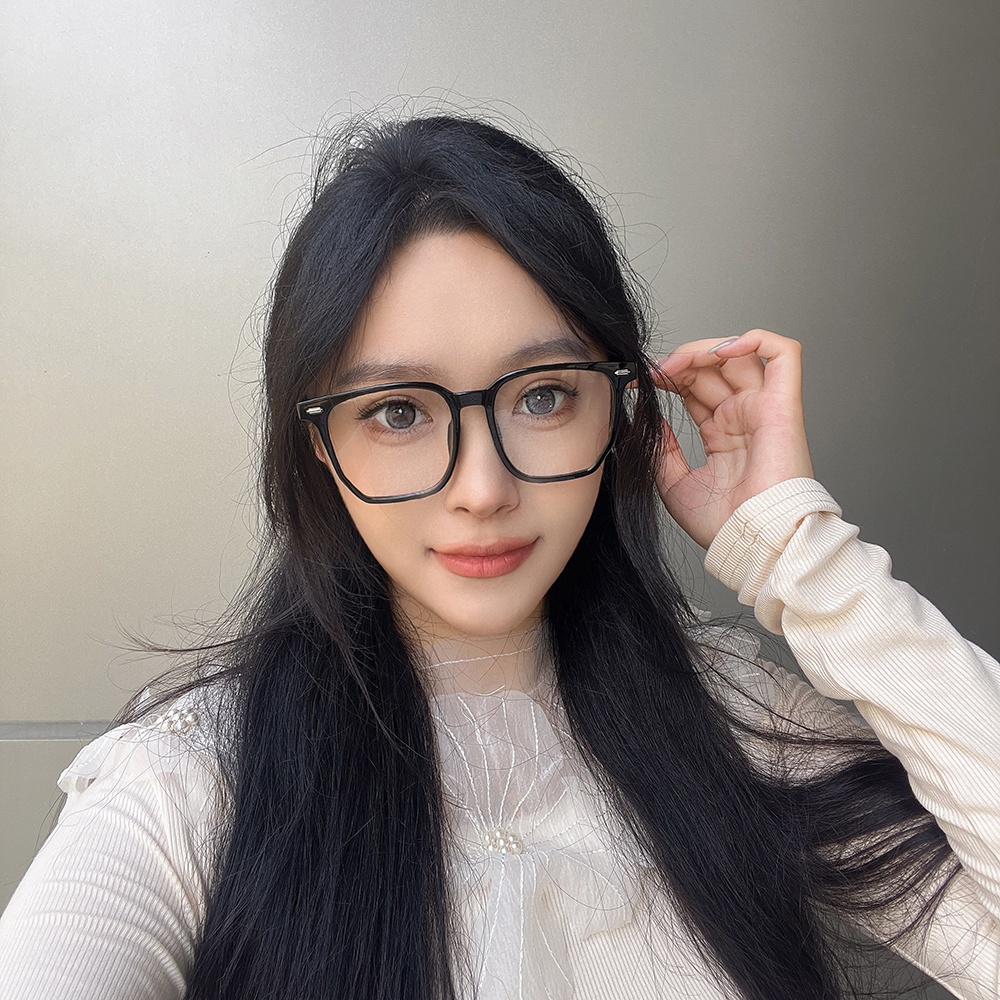 新款方框气质素颜眼镜网红可配度男女潮时髦百搭木纹腿防蓝光近视