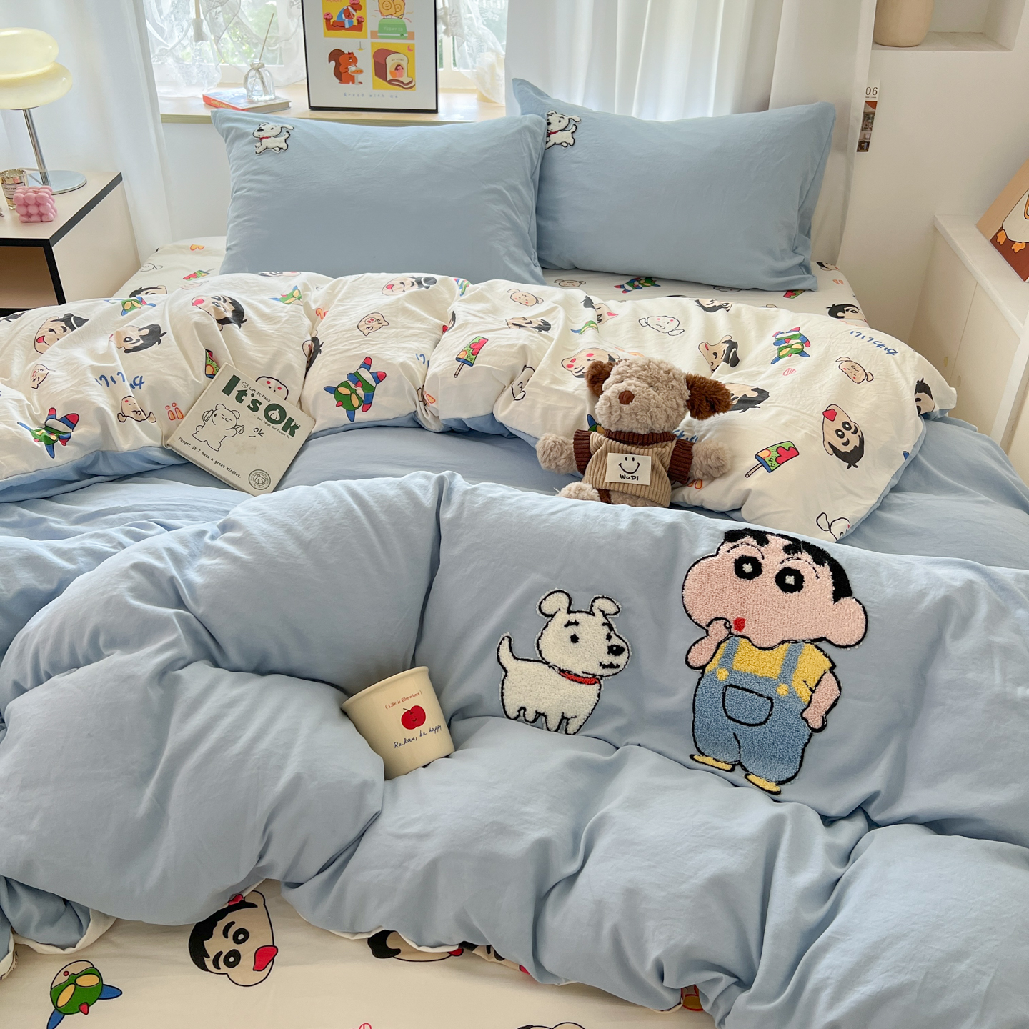 A类母婴级水洗棉亲肤舒适床上四件套床单被套学生单人宿舍三件套