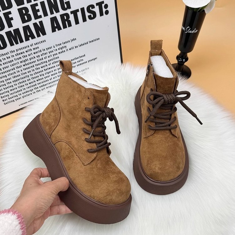 翻毛款马丁靴女2025秋季新款英伦风时尚百搭网红爆款厚底显瘦短靴