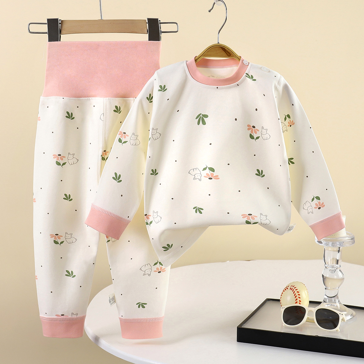 宝宝秋衣秋裤套装纯棉无骨婴儿长袖分体睡衣春秋男女儿童高腰护肚