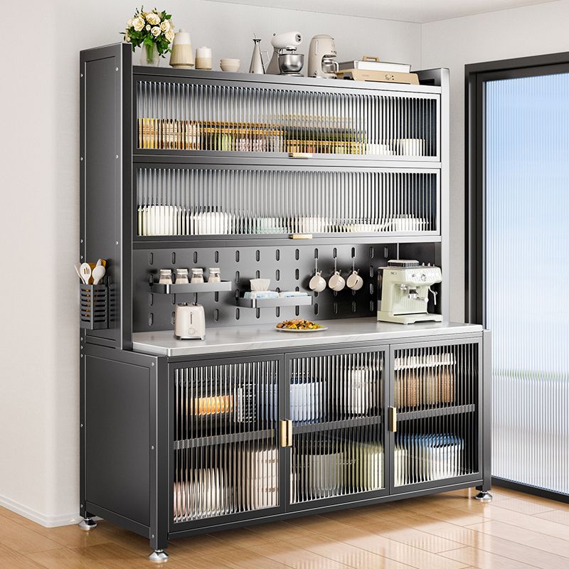 豫之曙岩板厨房置物架落地多层微波炉多功能储物收纳碗柜餐厅橱柜