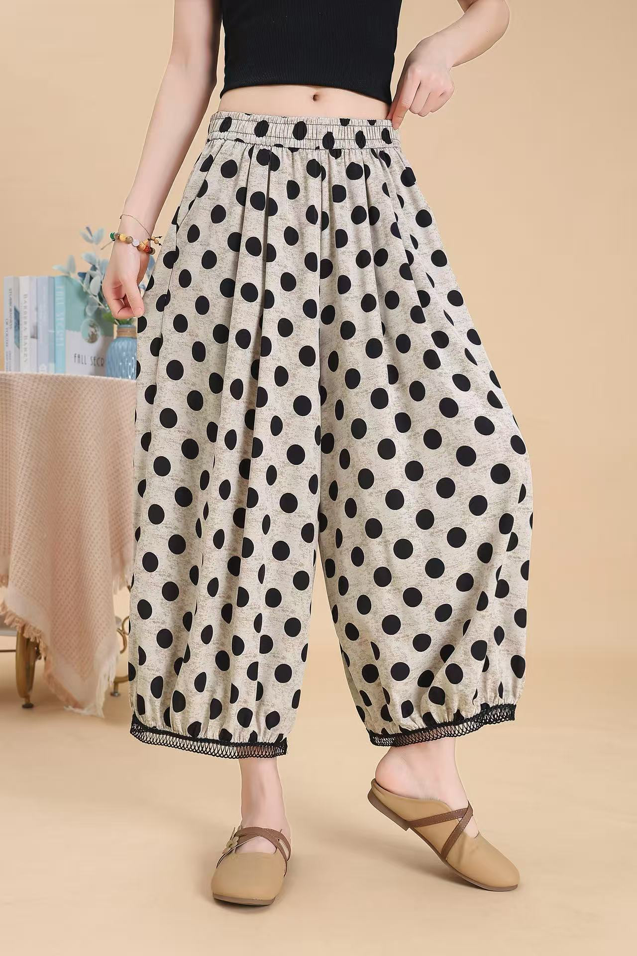 888夏季新款洋气百搭时尚显瘦9分灯笼裤花苞裤休闲薄款韩版裤长88