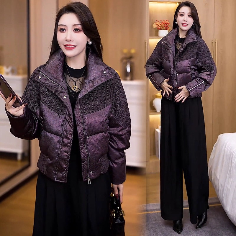 时尚短款羽绒棉服女2025冬季新款小个子洋气立领显瘦保暖棉衣外套