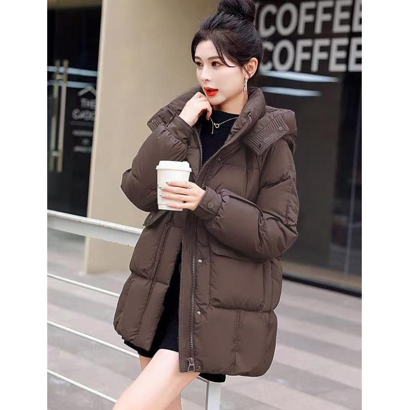 中长款棉服女小个子洋气2025冬新款小众设计感高端棉袄厚外套