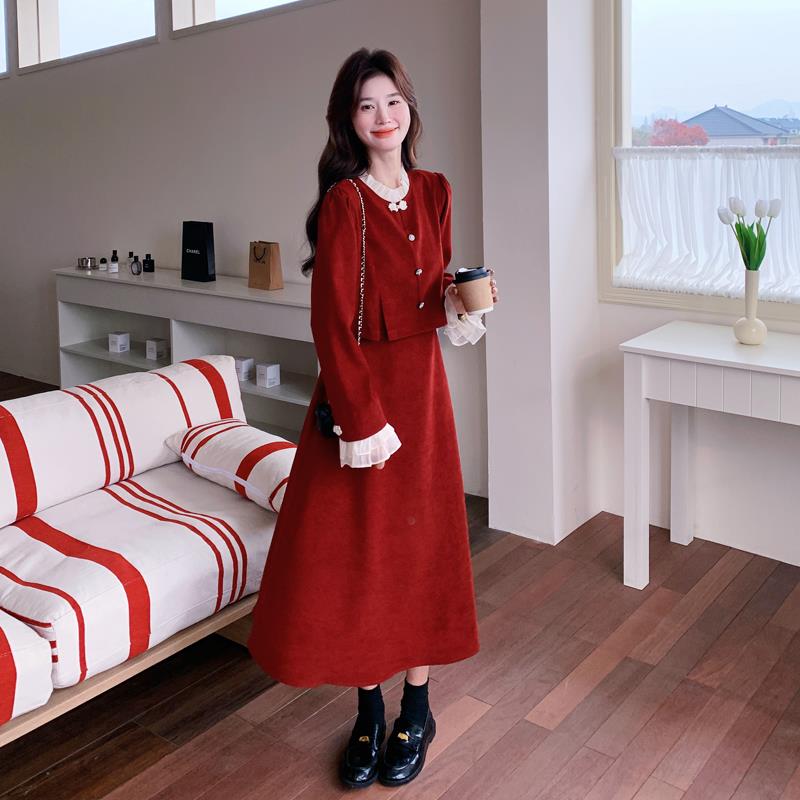 法式显瘦红色新中式国风连衣裙女2025春季新款高级感订婚气质长裙