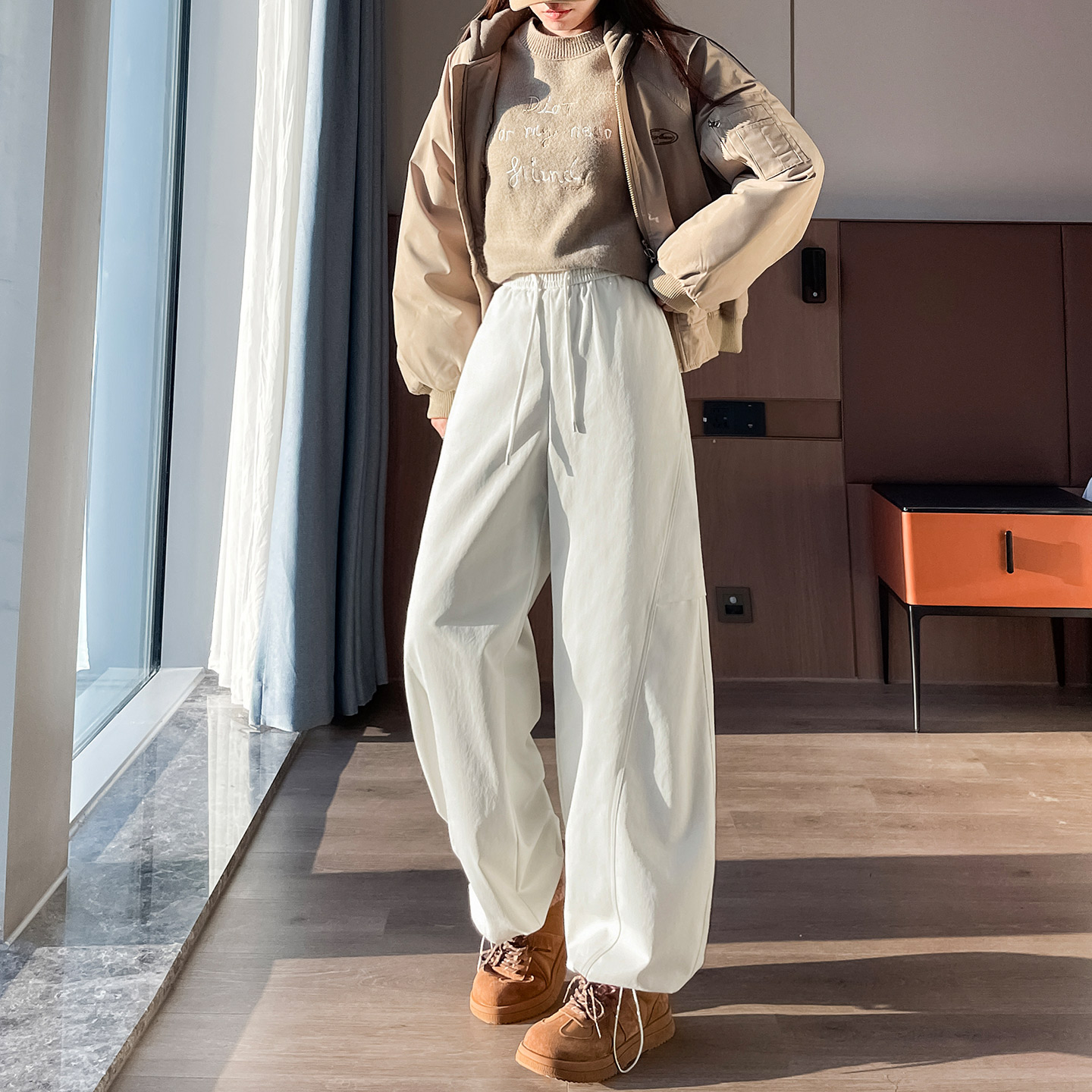 弯刀羽绒裤女外穿冬季新款高腰加厚东北零下40度防寒保暖阔腿棉裤