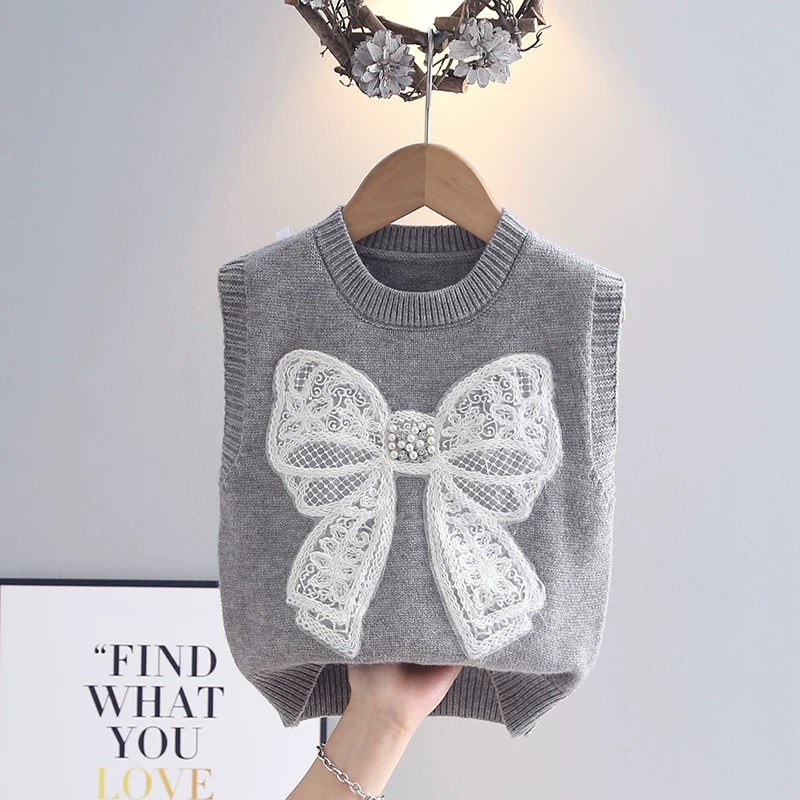 女童针织马甲春装2025新款儿童马夹洋气宝宝背心外穿女孩坎肩毛衣