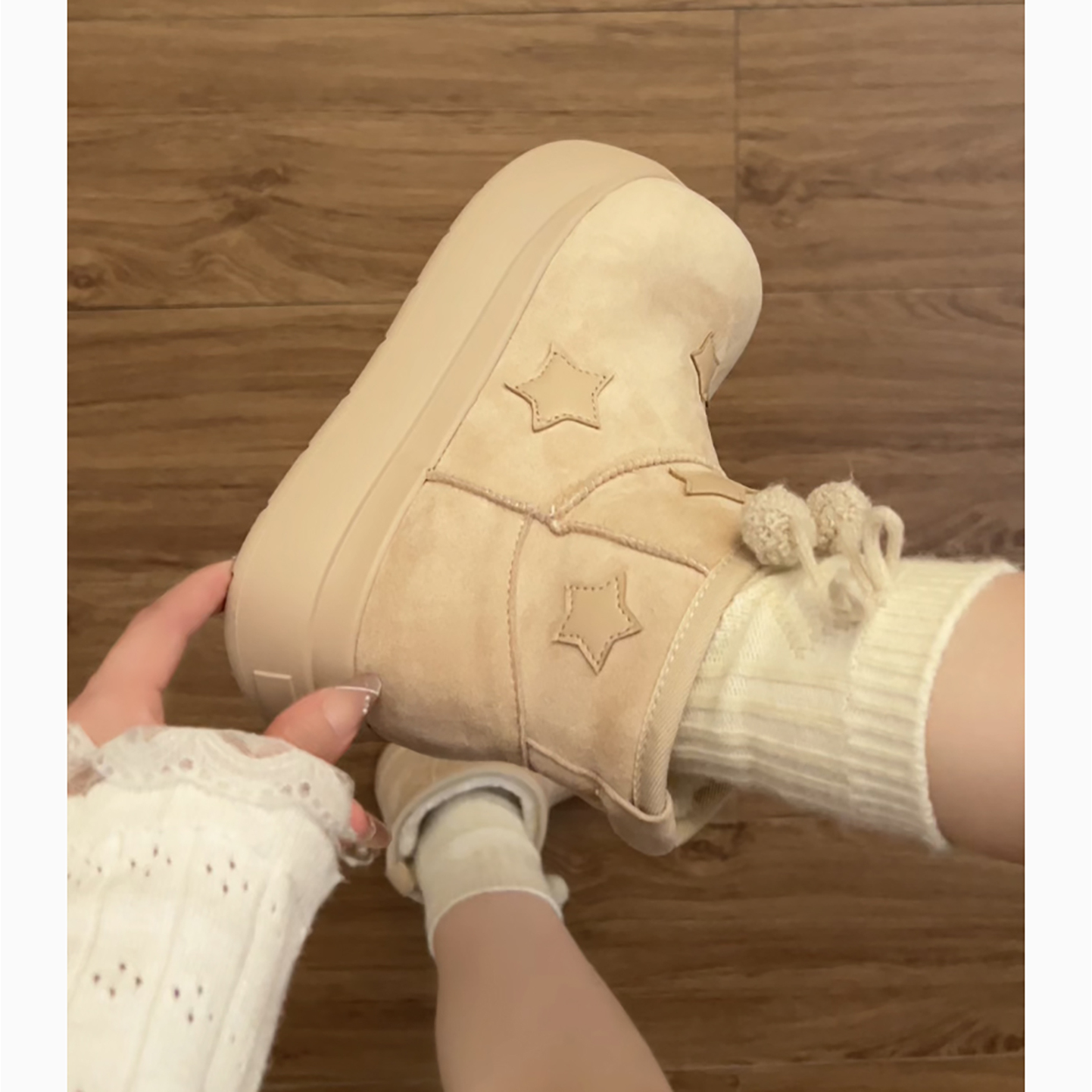 复古防滑增高厚底雪地靴女款2025新款冬季加绒加厚保暖软底棉鞋子