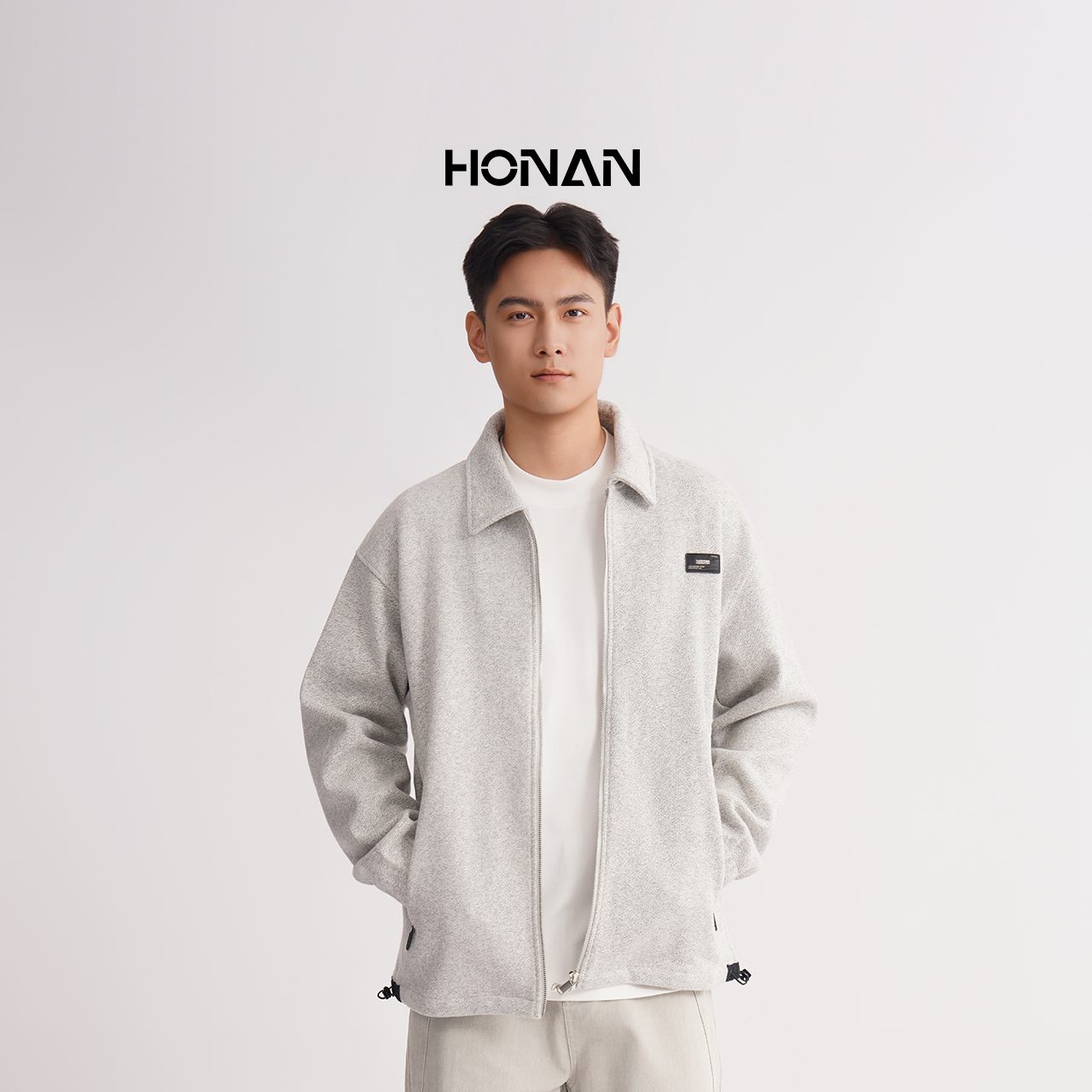 HONAN2025秋季时尚潮流翻领羊毛夹克2P01007