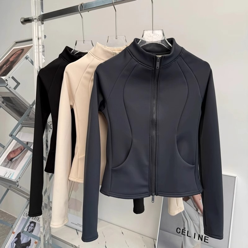 秋冬女士新款加绒长袖运动户外速干保暖瑜伽健身加绒加厚瑜伽服