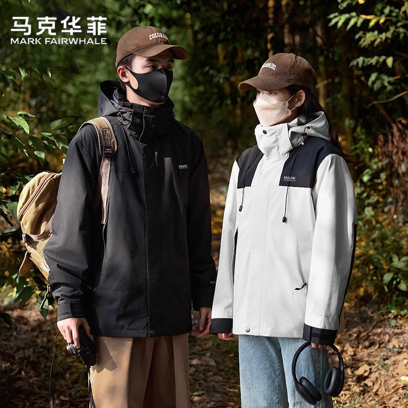 马克华菲冲锋外套男女款三合一2025新款秋冬户外防水情侣登山夹克