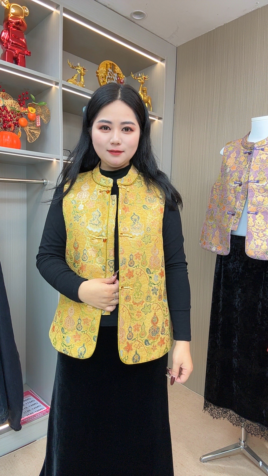 加棉款立领纽扣民族风马夹秋冬马甲中式上衣复古中国风