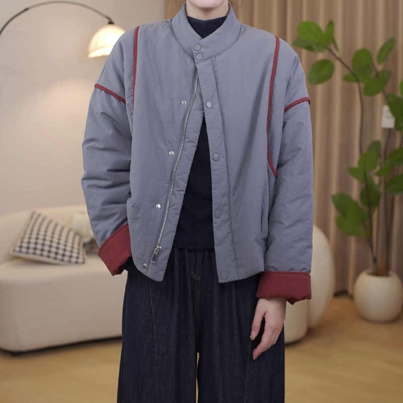 2025秋冬新款韩版百搭立领短款棉服时尚宽松显瘦休闲保暖棉衣外套