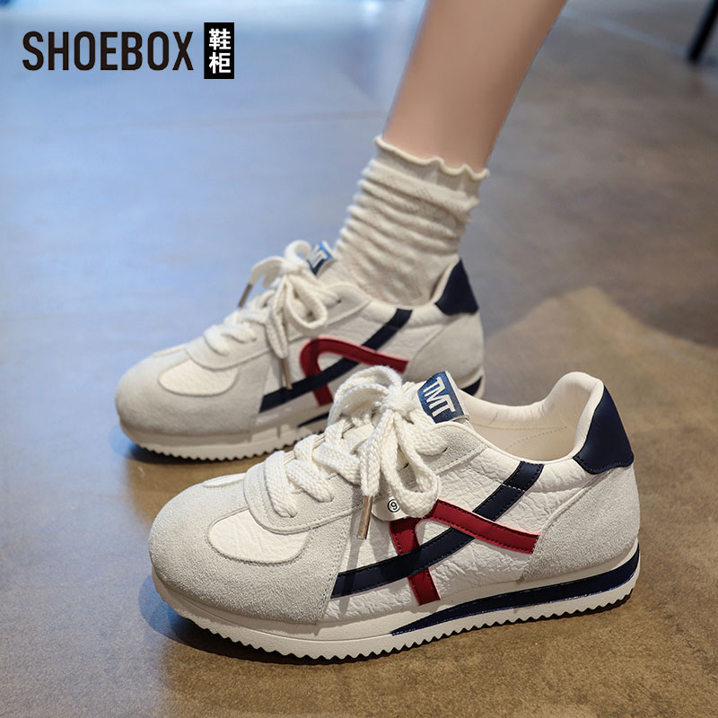 SHOEBOX鞋柜时尚百搭复古休闲鞋女2025秋季新款学生网红阿甘鞋