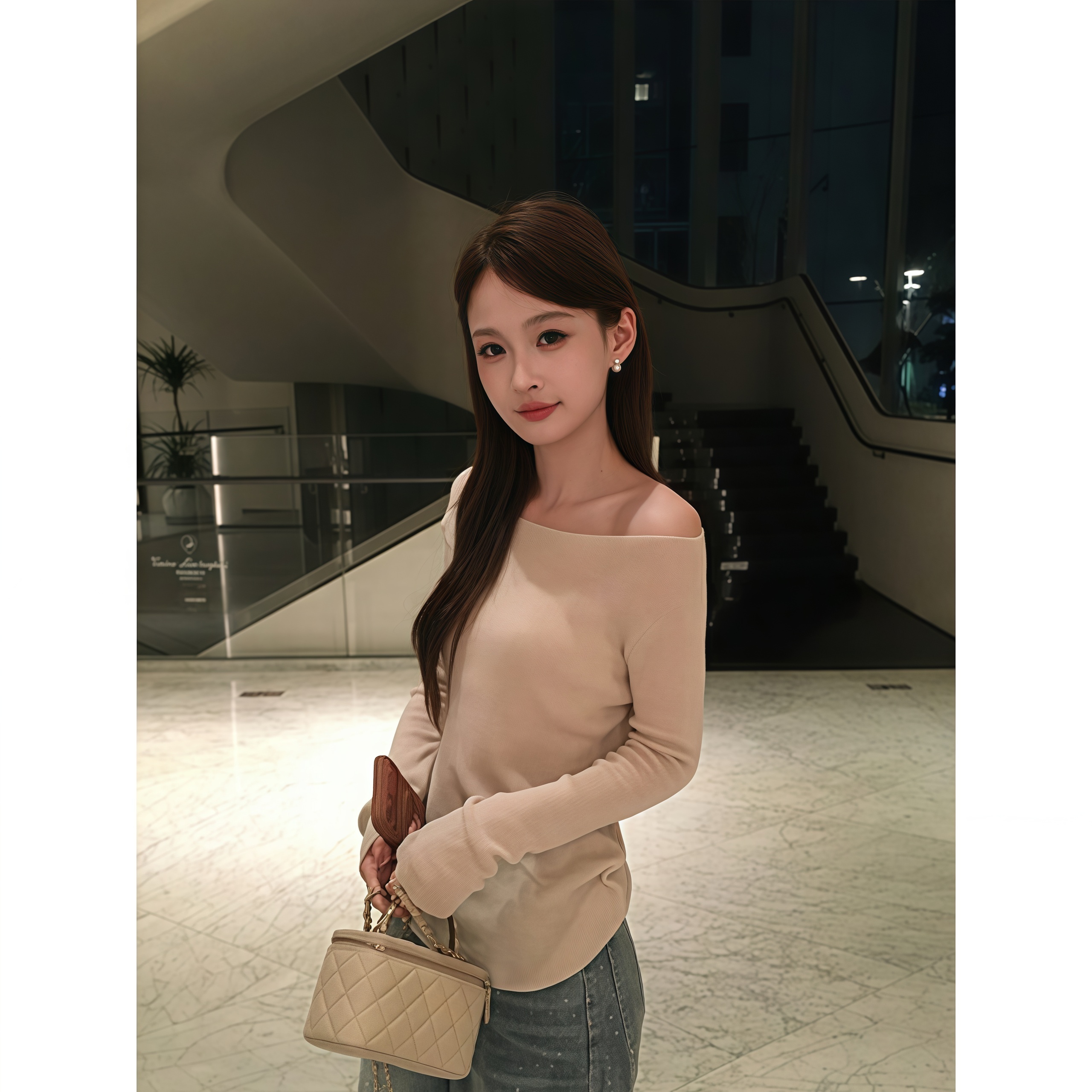 小众简约纯色多穿法一字肩斜领打底衫女秋季新款小众通勤百搭上衣