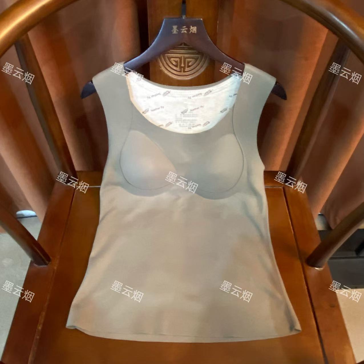 【美背】超弹舒适肌底绒白鸭绒内里贴片暖宫保暖女装背心圆领2595