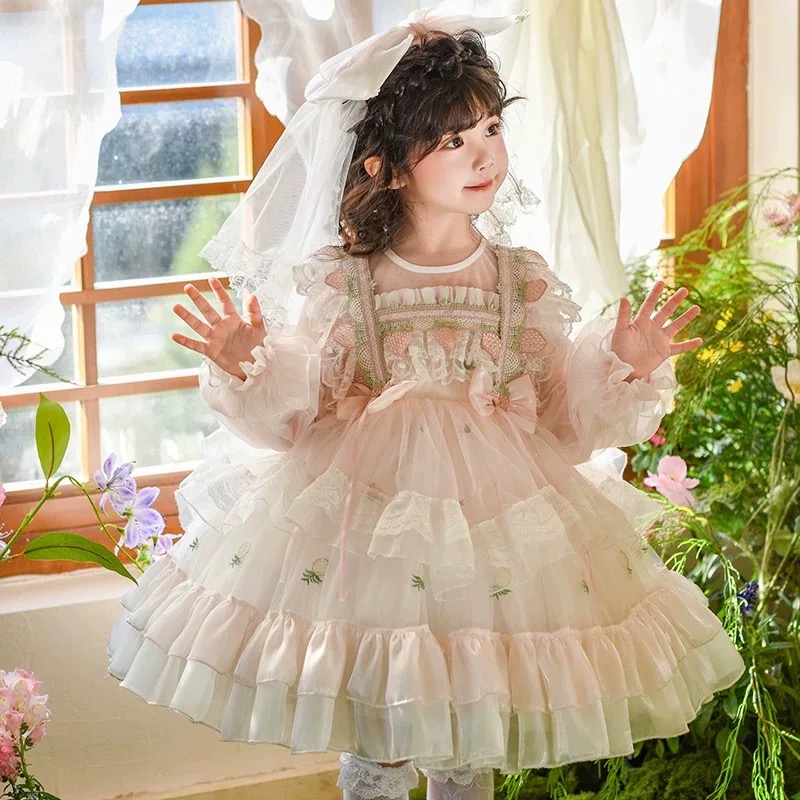 女童洛丽塔公主裙洋气春秋装小女孩生日表演裙甜美连衣裙HY25008