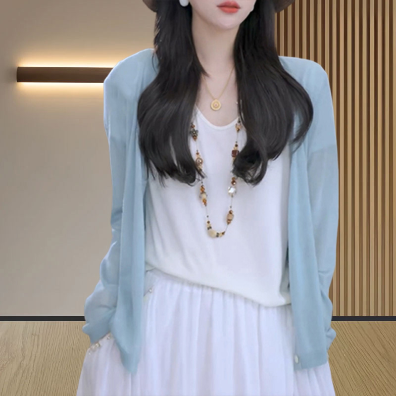 香朵儿清新感洋气舒适针织衫女2026夏季新款防晒外套百搭通勤上衣