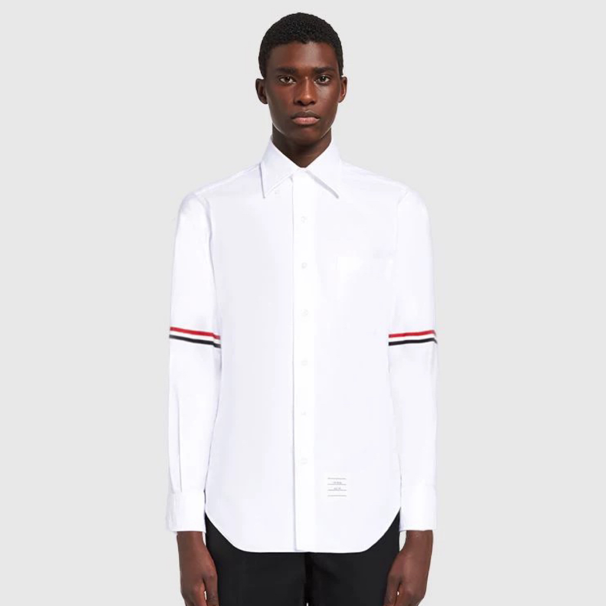 府绸休闲长袖衬衣双袖标男女情侣装潮流白衬衫上衣白色条纹秋季