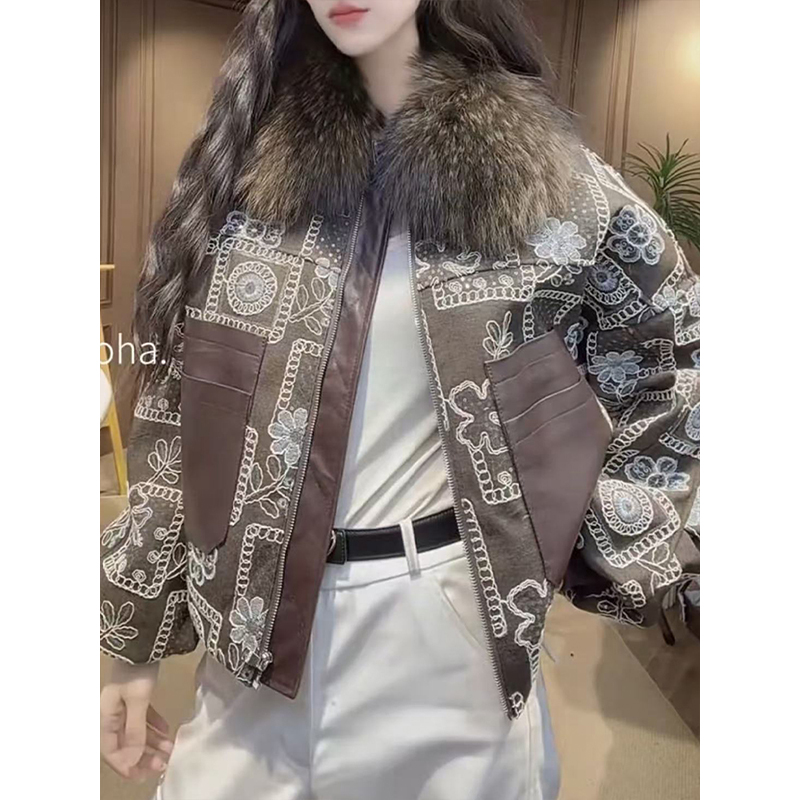 韩系独特加厚短外套女2025秋冬新款夹棉加厚拼色工装夹克开衫上衣