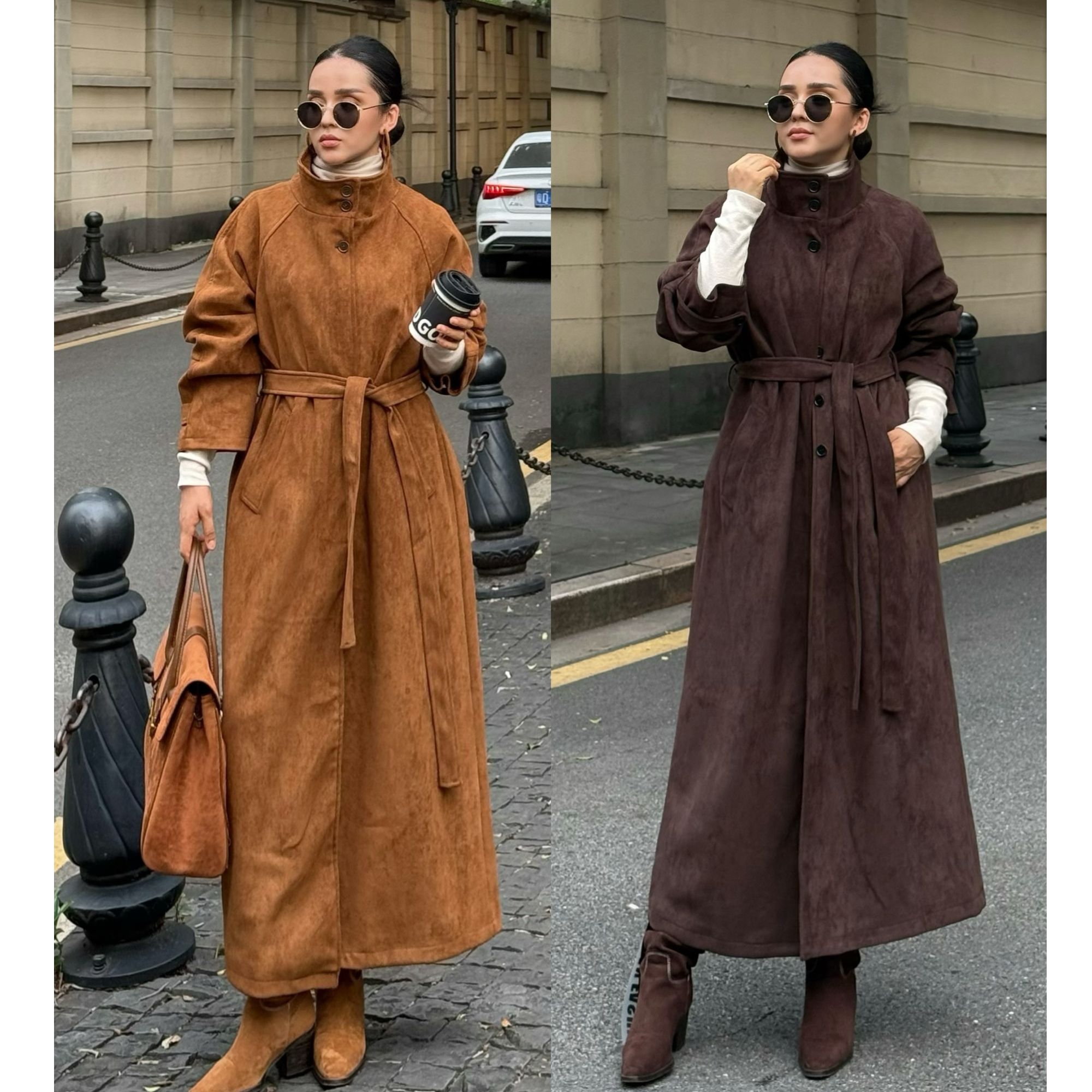 iLSAR  新款两个颜色长款皮衣9769