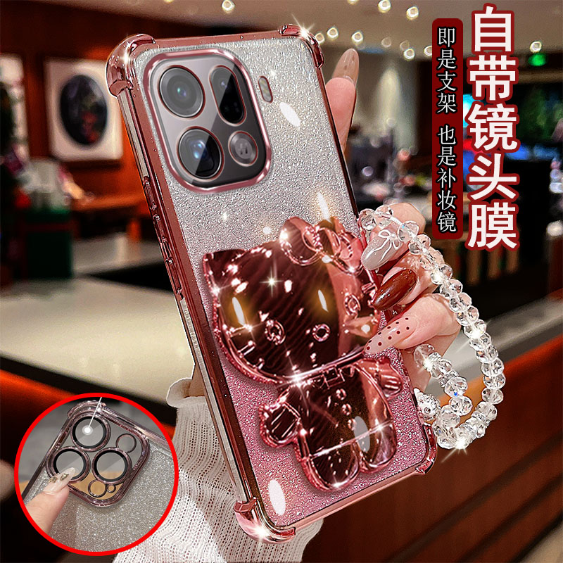 适用oppo Findx9pro手机壳PLG110镜头全包边防套镜小猫咪支架奢华