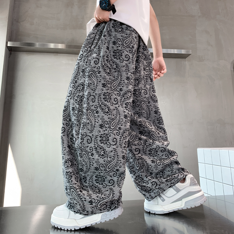 男童防蚊裤夏季薄款2025新款中大童腰果提花男孩夏装儿童休闲裤子