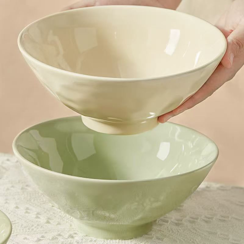 2/4只装8英寸奶油风面碗家用2025新款拉面碗陶瓷斗笠碗面条碗