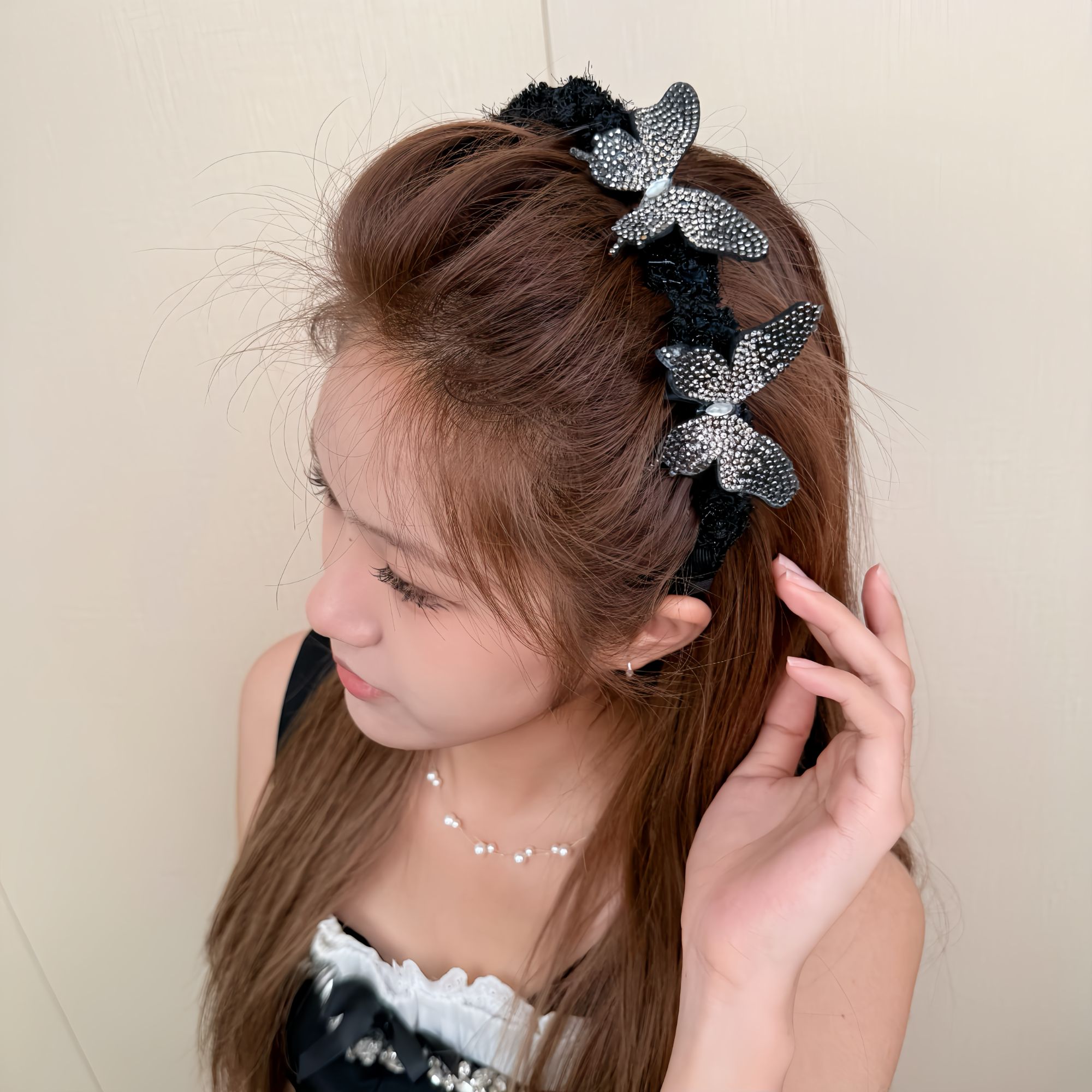 【星光蝴蝶】轻奢立体满钻蝴蝶超闪齿梳多功能发箍超仙网红气质发饰