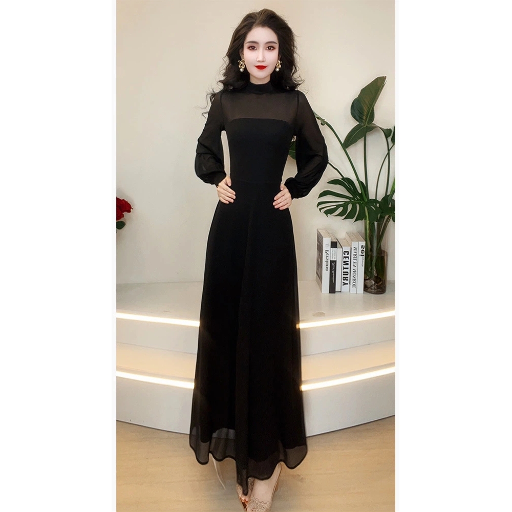 2025秋季新款法式气质黑色连衣裙修身显瘦抹胸组合套装长裙9731