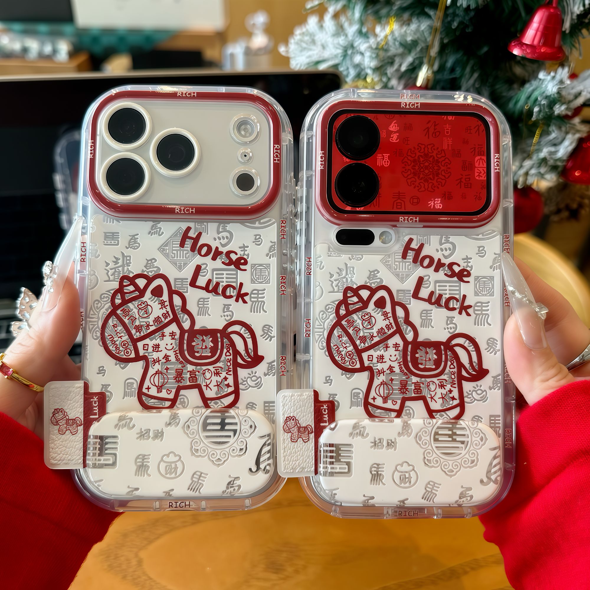 欧克里里百福红边小马支架适用苹果17/16手机壳华为vivoppo小米15
