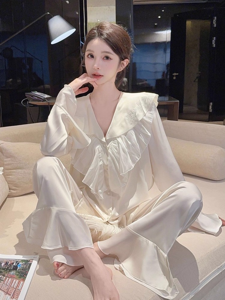 法式甜美公主风睡衣女春夏季高级感长袖长裤轻奢家居服套装可外穿