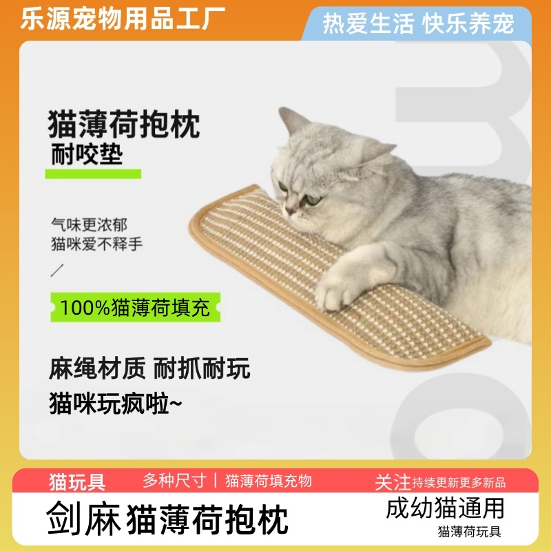 猫薄荷抱枕自嗨猫咪玩具可爱糖果猫咪玩具枕头耐咬耐抓麻垫