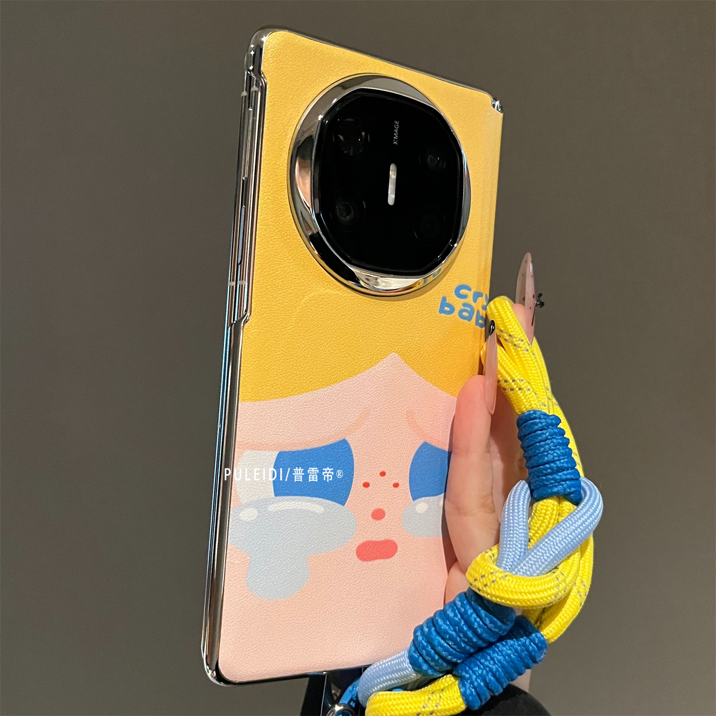 ins风皮纹哭娃适用华为MateX6典藏版折叠屏手机壳MateX5磁吸中轴