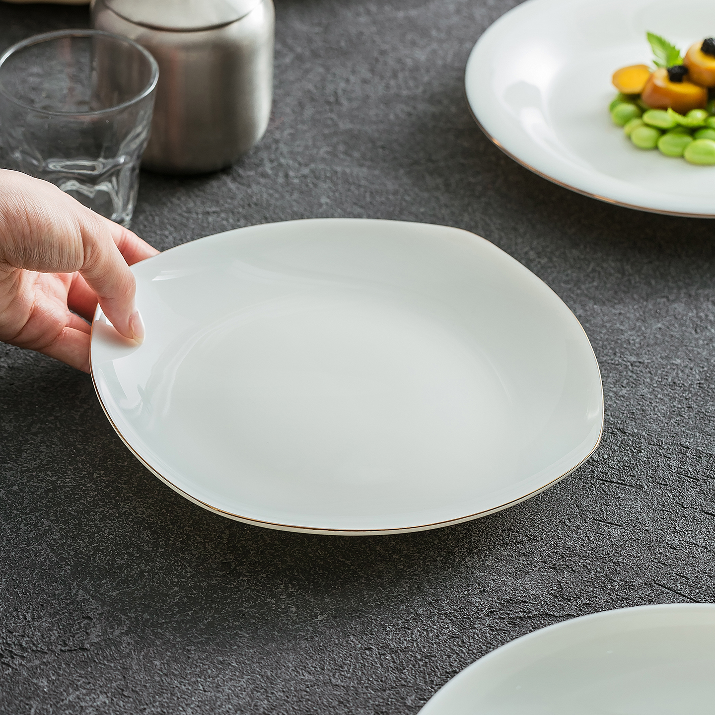 德化中国白羊脂玉餐具特别好看的高档轻奢高级感家用餐盘盘子菜盘