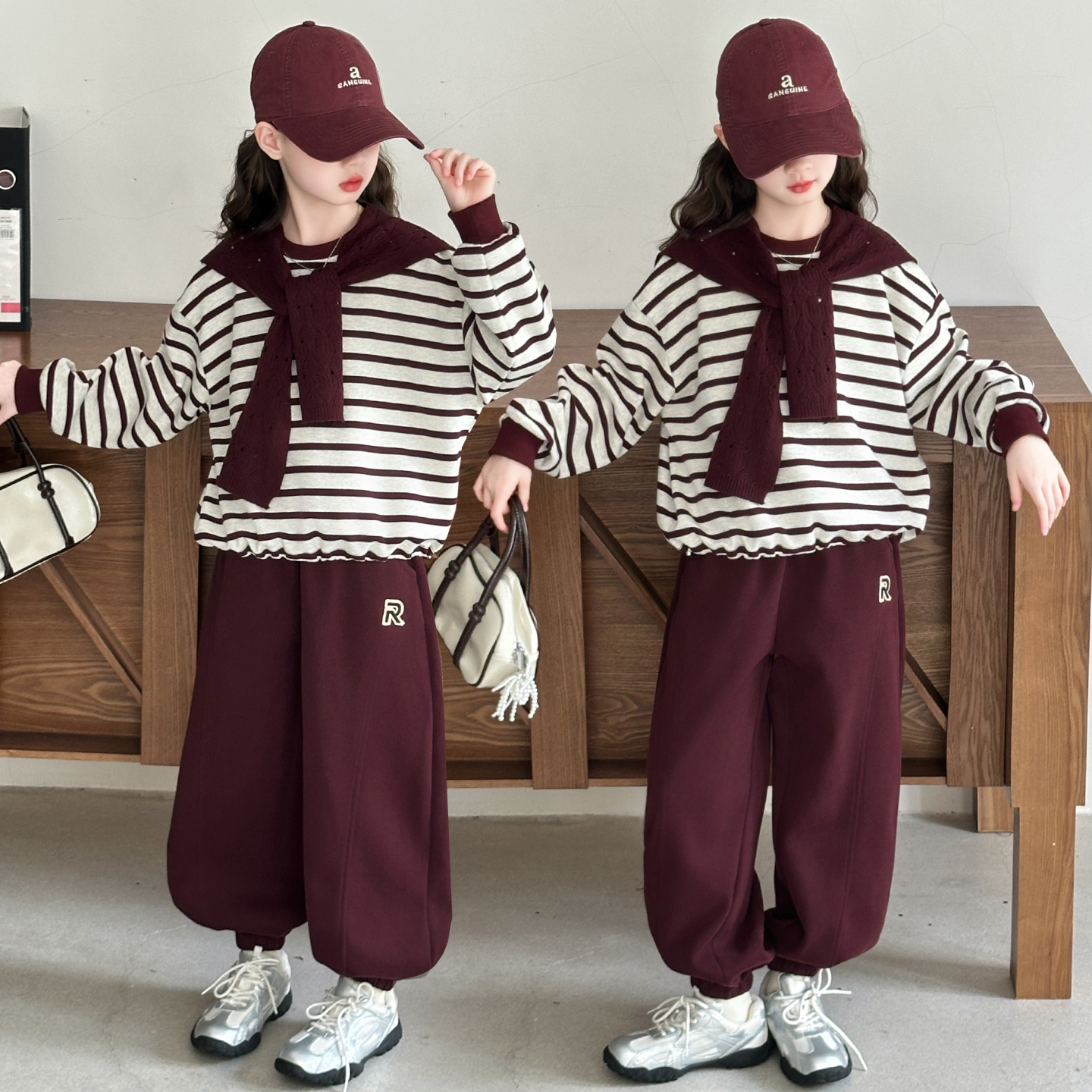 女童秋装套装2025新款女大童洋气卫衣儿童秋季韩系穿搭休闲两件套