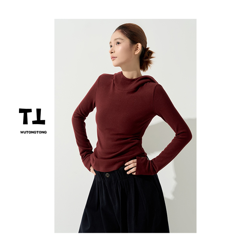 10/12【治愈光谱】秋季连帽长袖T恤衫女百搭修身打底衫上衣62795