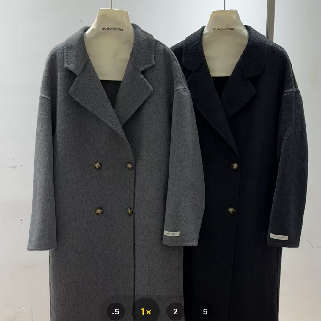 【鞋爱】189经典西装领长款双面绵大衣秋冬百搭气质外套