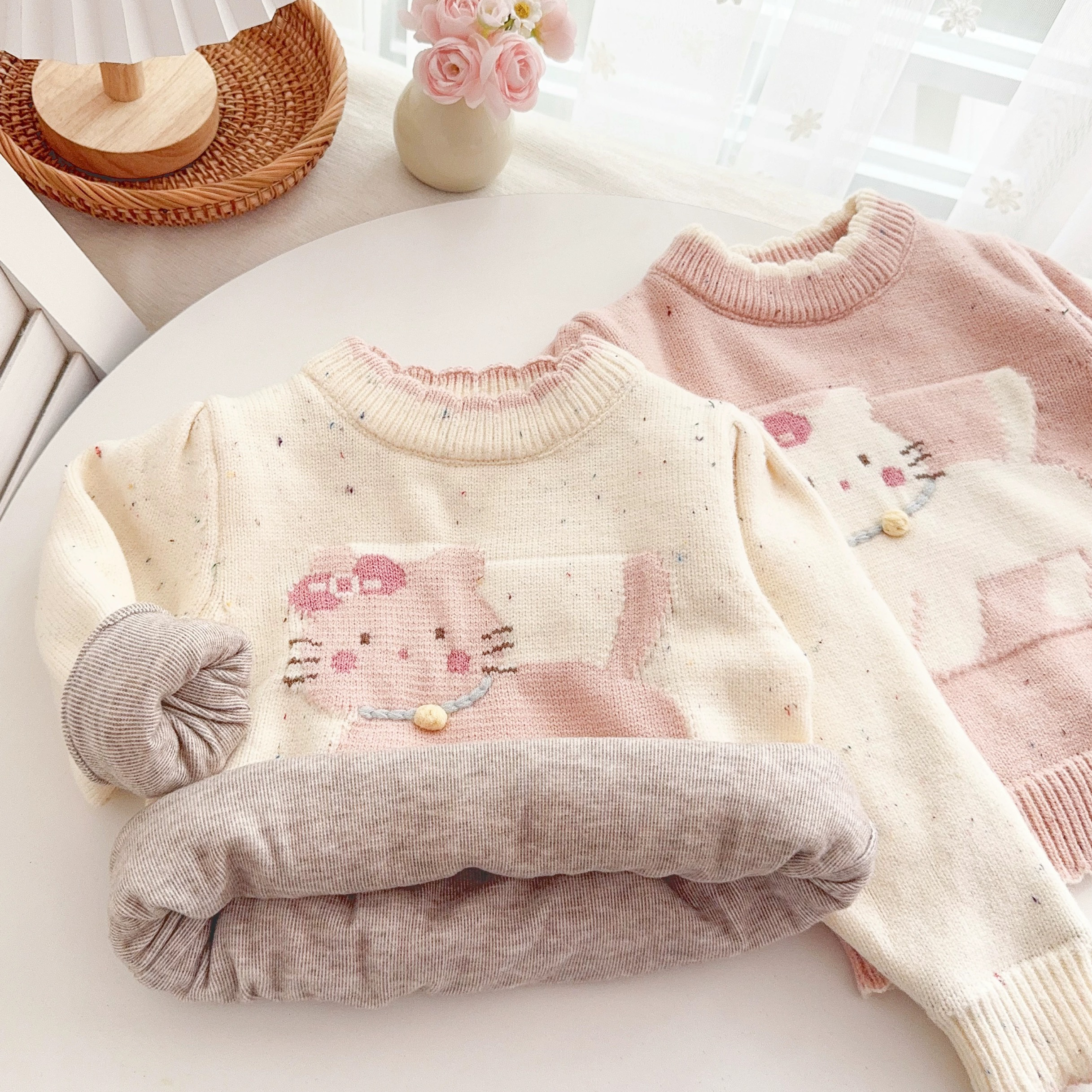 女童秋冬款可爱毛衣2025款小女孩冬季内搭打底衫女宝宝秋装针织衫
