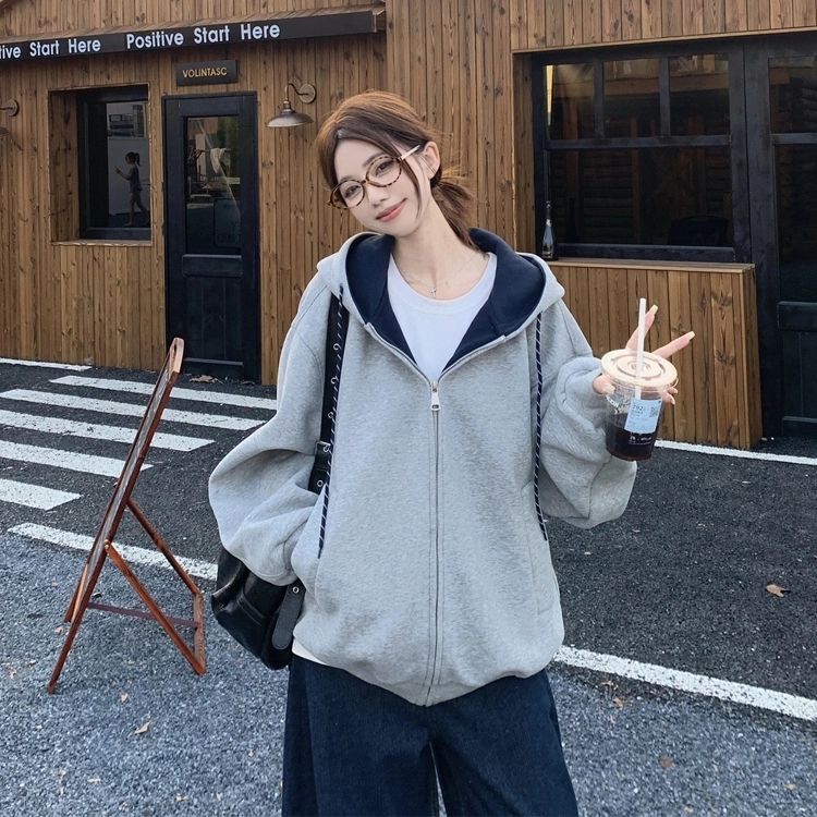 慵懒风秋冬休闲2025新款连帽卫衣外套情侣男士外套冬季拉链开衫