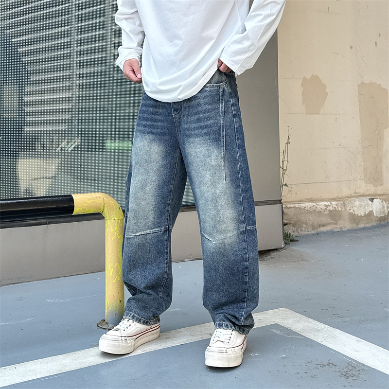 美式复古宽松百搭显瘦牛仔裤男2025秋冬新款水洗做旧垂感阔腿裤