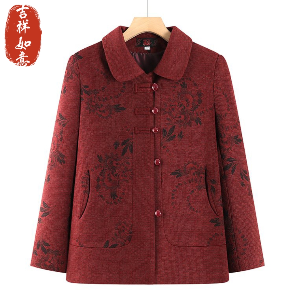 奶奶装早秋长袖女外套中老年人上衣春秋新款妈妈唐装老人太太衣服