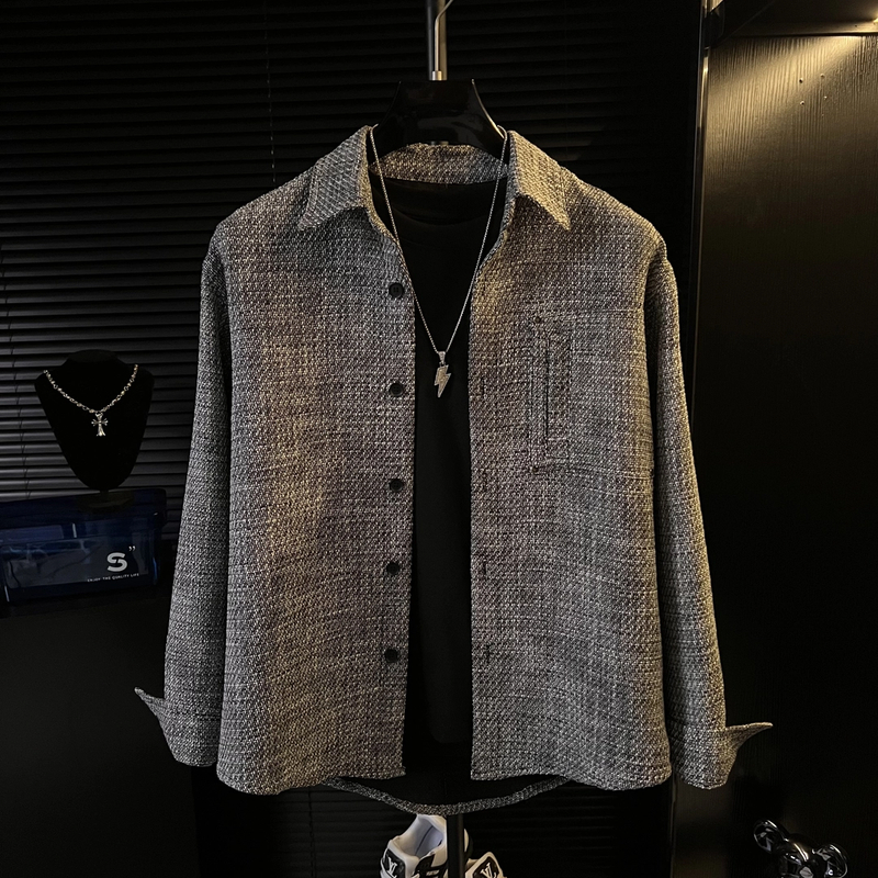 早秋新款男士小香风长袖外套休闲痞帅男2025韩版高级感男款