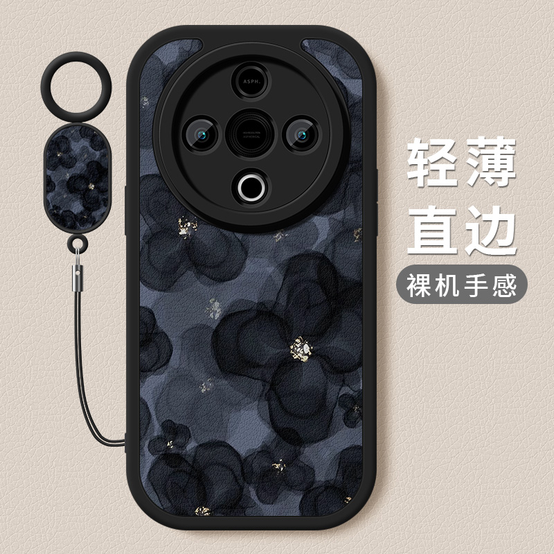 山茶花适用vivoy300c手机壳新款小羊皮硅胶镜头全包防摔保护套女