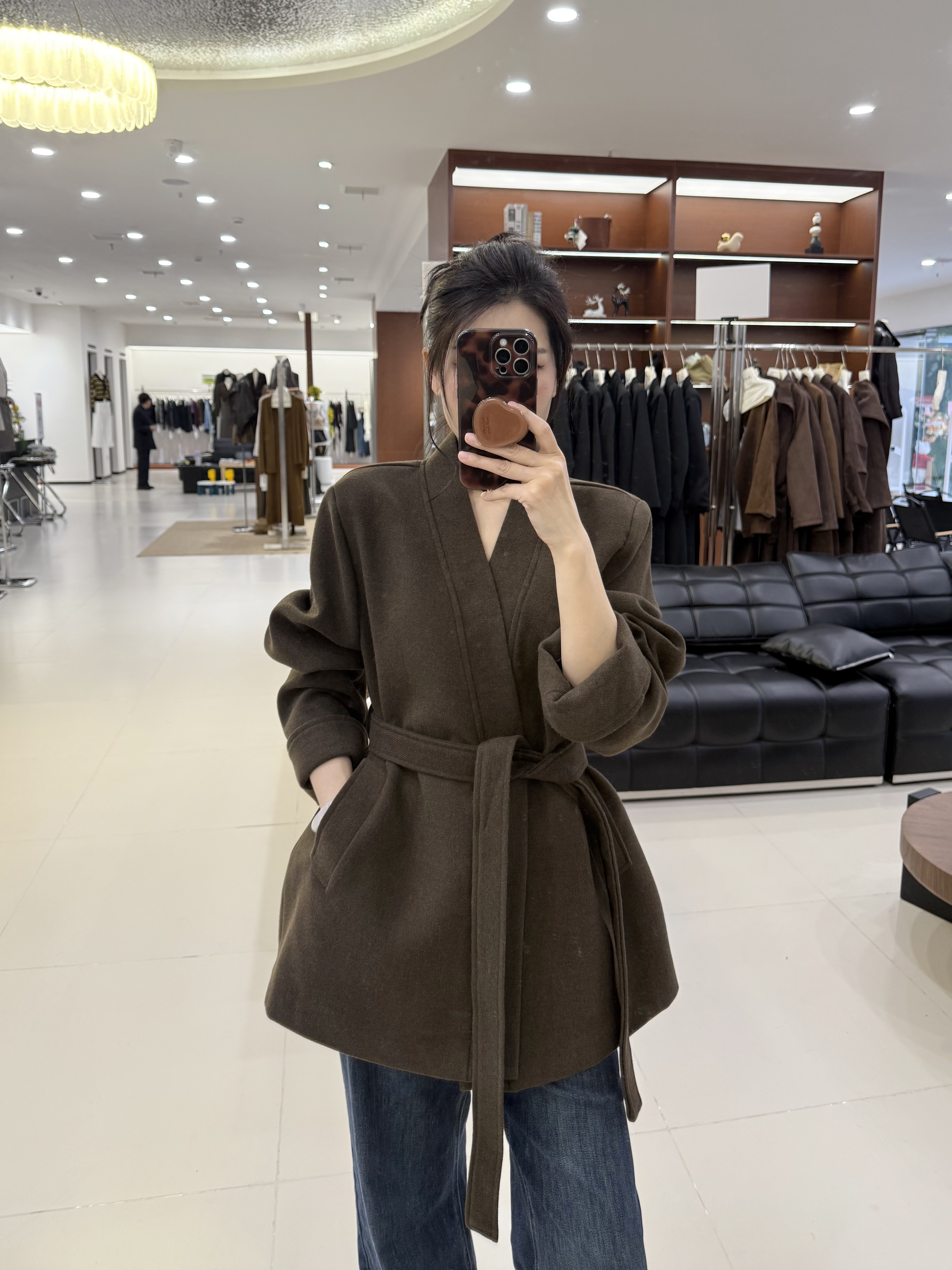 显瘦轻职风法式女中长款毛呢外套女装黑色大衣秋冬0180