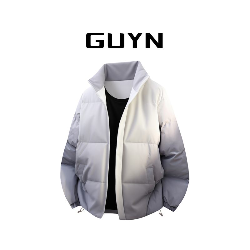 【品牌正品现货】GUYN立领渐变棉衣男冬季加厚宽松休闲百搭棉服外套
