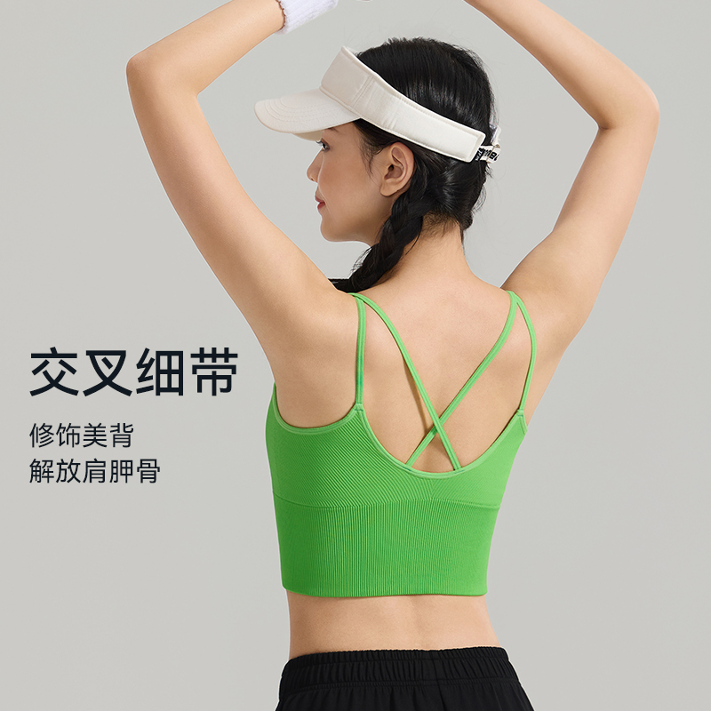 运动一体式背心挂脖式吊带防震防下垂瑜伽上衣文胸夏季薄款8381
