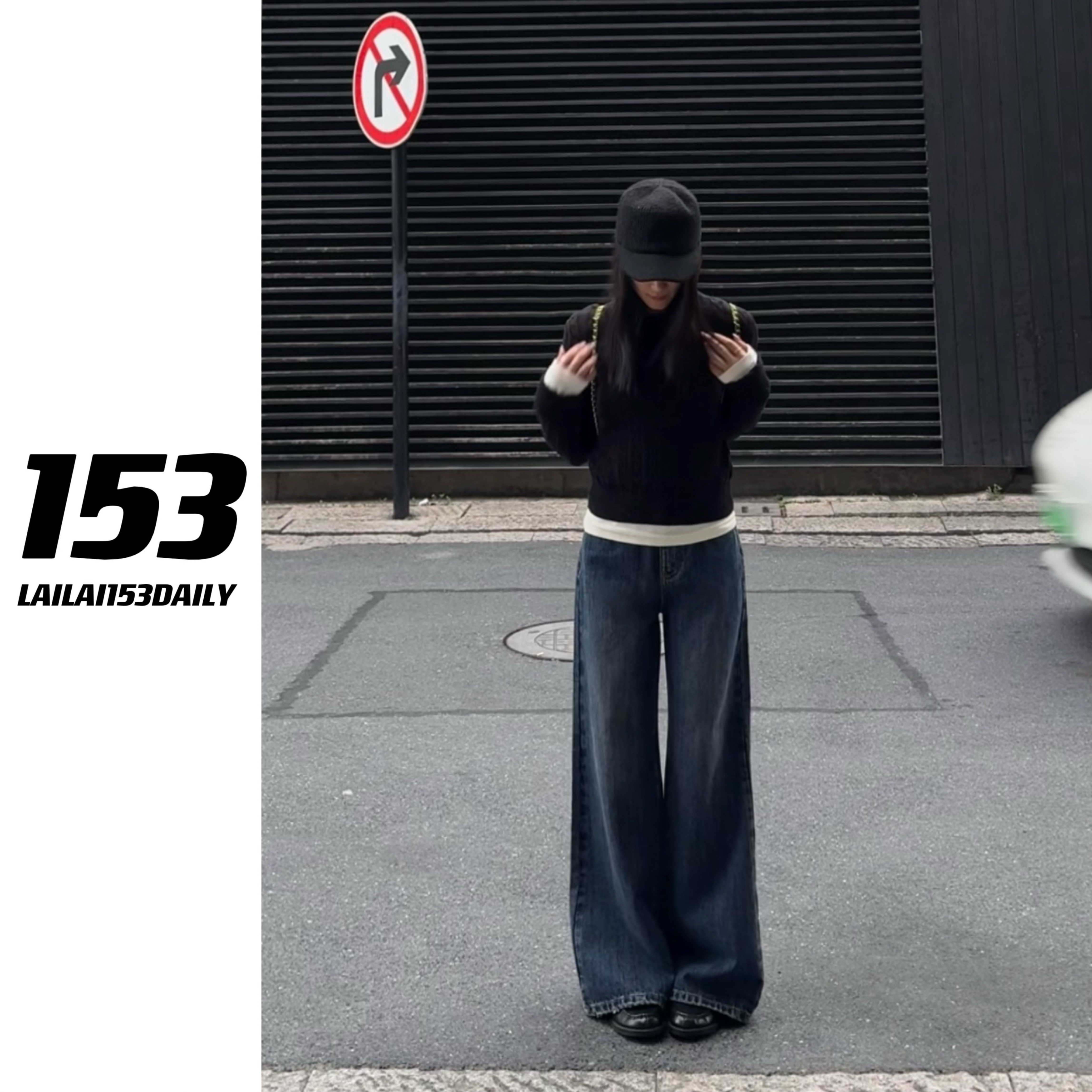 【153的日常】深海蓝竖纹理牛仔裤直筒牛仔秋冬显瘦百搭25QK2764