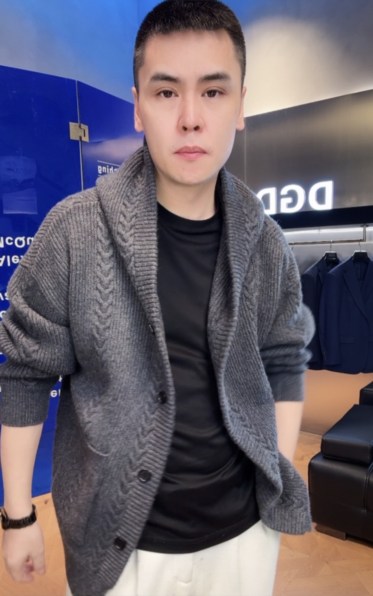 山羊绒2025秋冬新款男女同款纯色针织提花连帽高级感羊绒针织外套